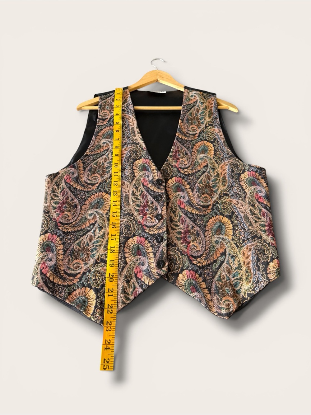 Talbots Paisley Brocade Vest in Black with Multicolor Accents - Picture 6 of 8